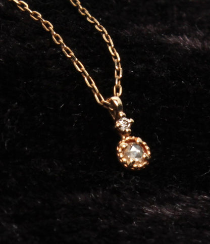 美品 アガット ネックレス K10 ダイヤ 0.02ct レディース agete