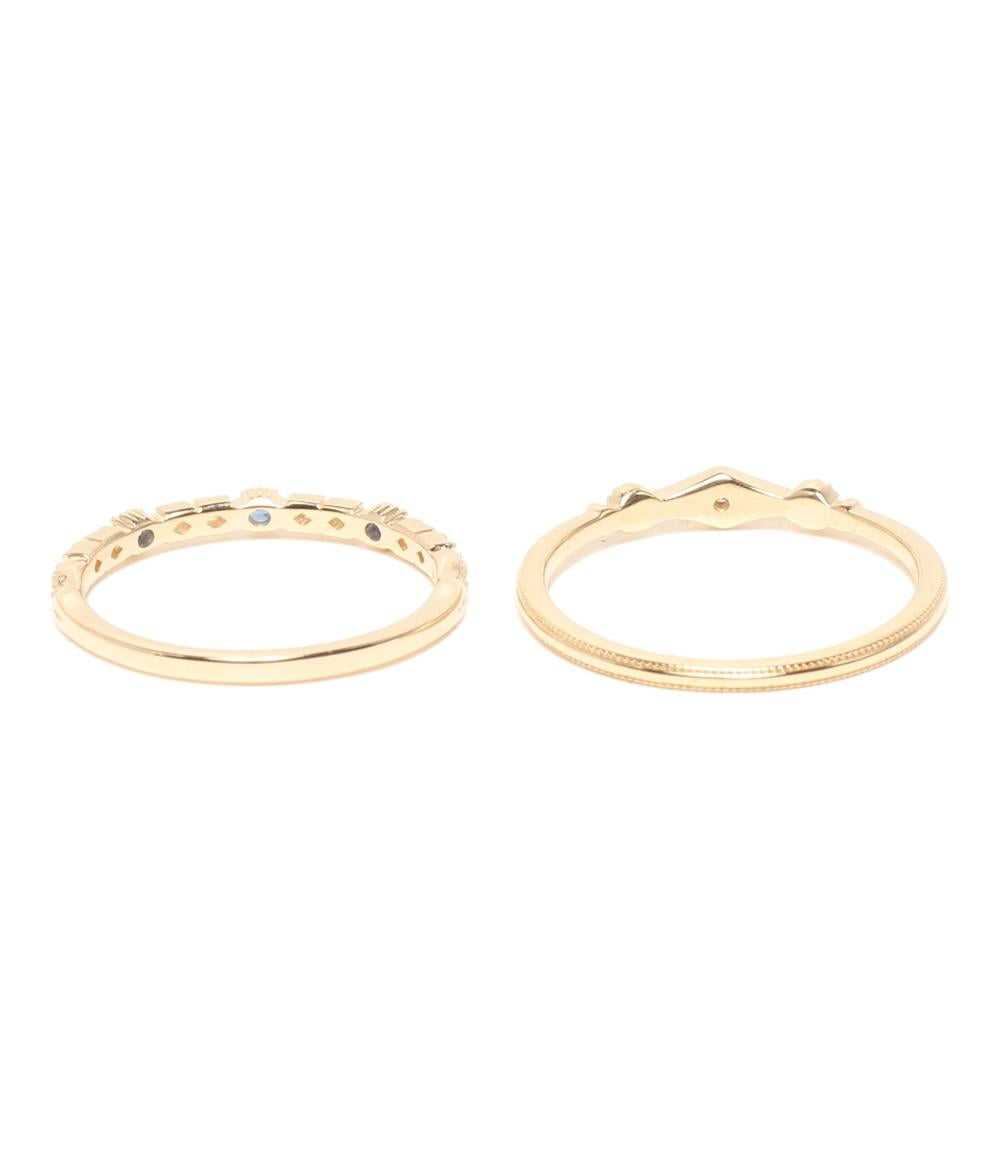 美品 アガット リング 指輪 2点セット K10 レディース SIZE 9号 11号 agete