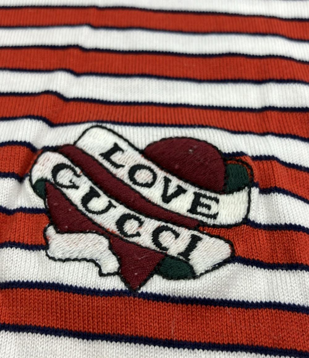 グッチ 半袖Tシャツ ボーダー ワッペン レディース SIZE M (M) GUCCI