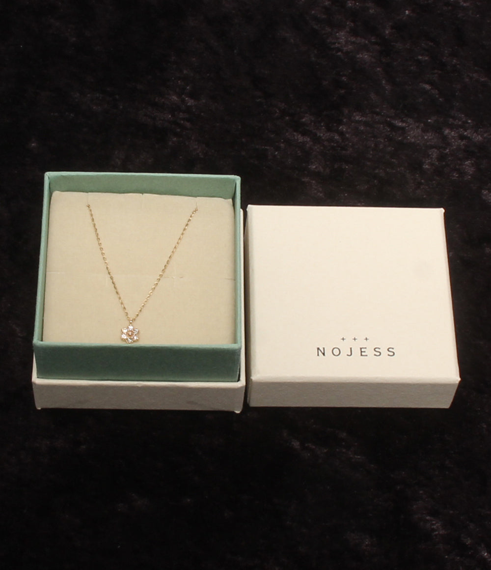 美品 NOJESS ネックレス K10 ダイヤ 0.066ct フラワーモチーフ 花モチーフ レディース ノジェス