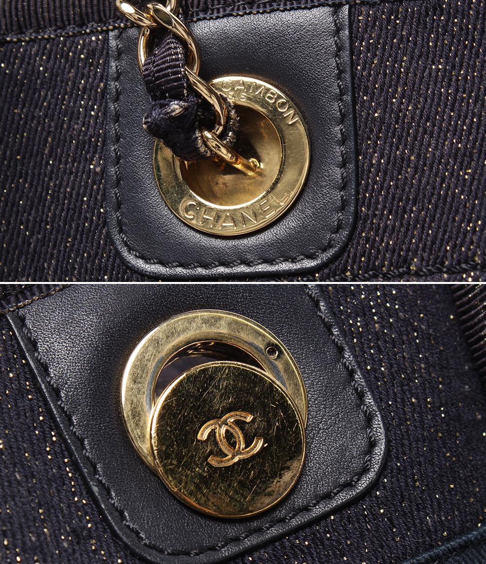 CHANEL トートバッグ 肩掛け ゴールド金具 ミックスファイバー ドーヴィルMM レディース シャネル