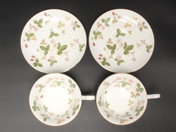 ウェッジウッド　ワイルドストロベリー　カップ&ソーサー2客セット ウェッジウッドWEDGWOOD ワイルドストロベリー パステルピンク・カップ