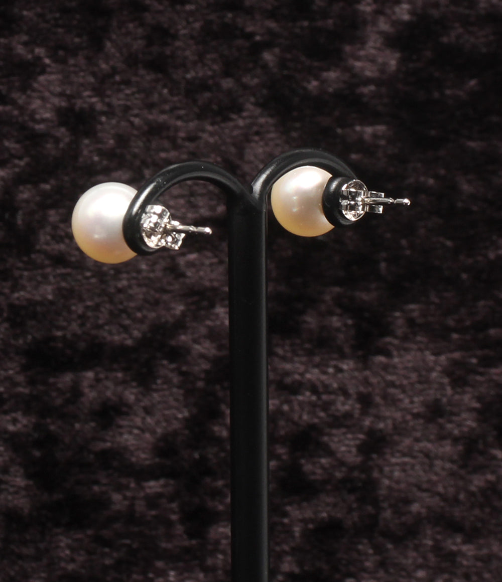 美品 ネックレス パール 8.0-8.5mm ピアス K14WG パール 8.0mm 2点セット レディース