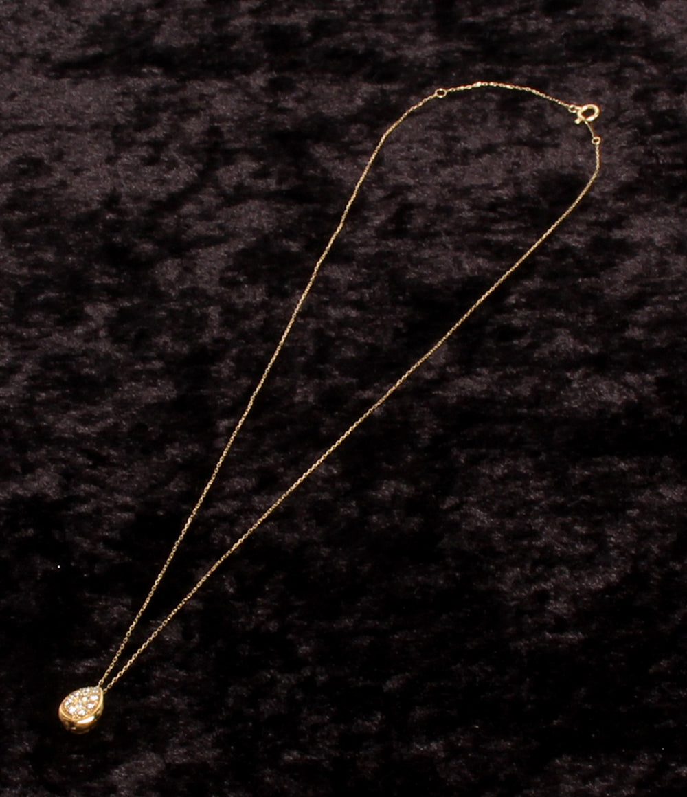 美品 ネックレス K18 ダイヤ 0.20ct 雫モチーフ レディース