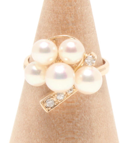 美品 リング 指輪 K14 パール ダイヤ レディース SIZE 7号