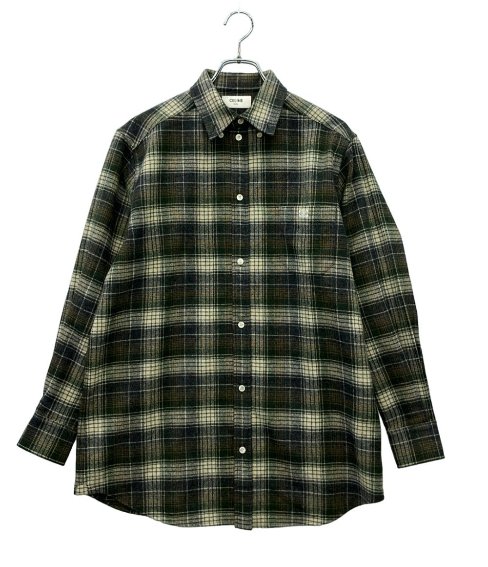 美品 CELINE 長袖シャツ チェック レディース SIZE 36 (S) セリーヌ