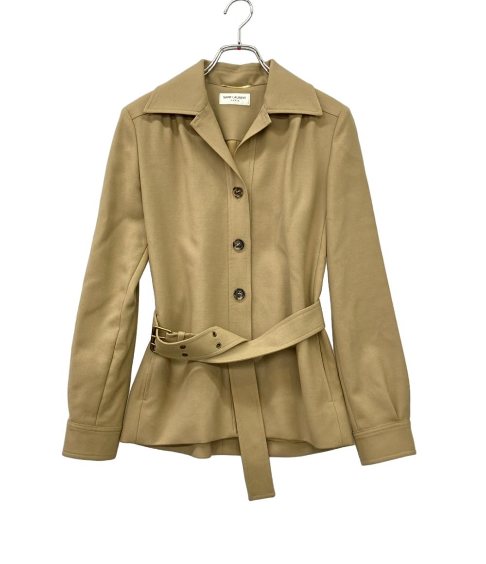 美品 SAINT LAURENT ウールツイルシャツジャケット ベルト付き 20AW レディース SIZE 36 (M) サンローラン