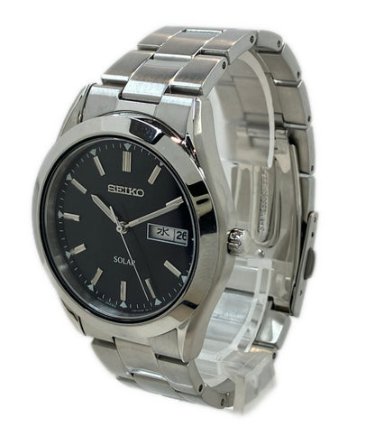 美品 SEIKO 腕時計 ソーラー ブラック V158-0AB0 メンズ セイコー