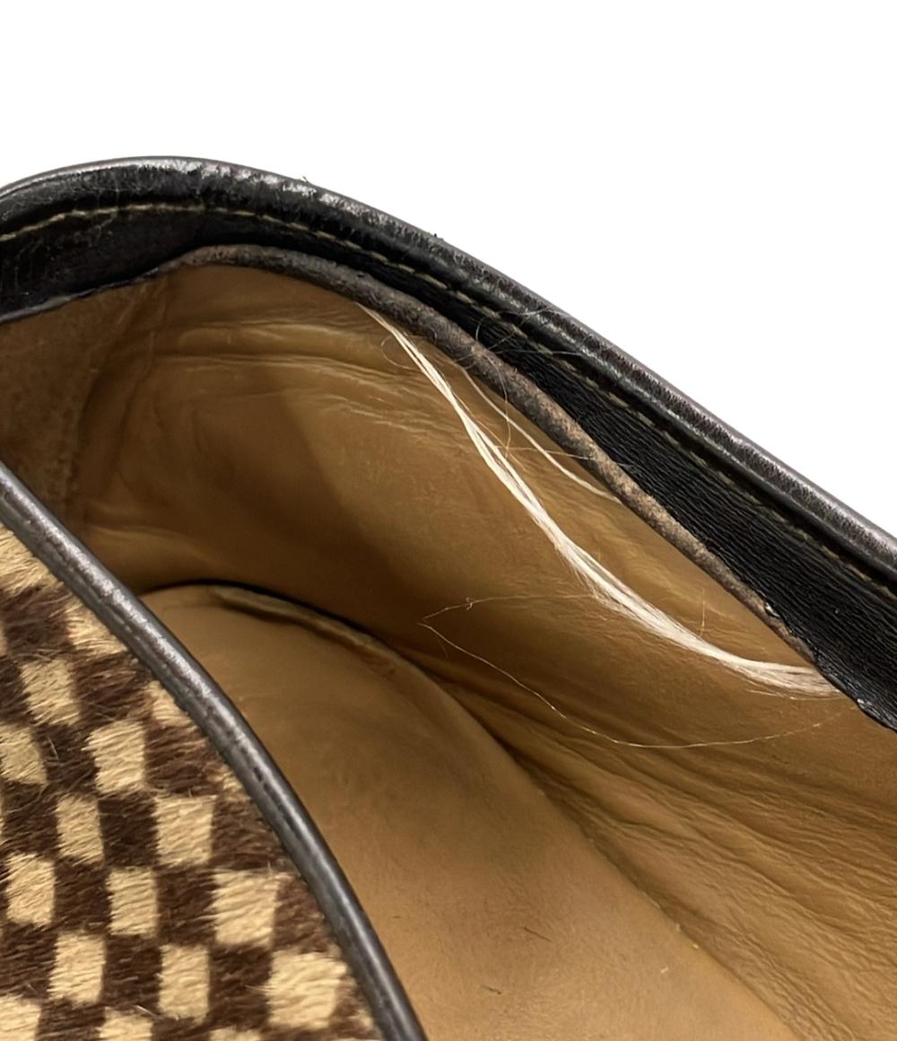 LOUIS VUITTON スクエアトゥスリッポン ハラコ ダミエソバージュ メンズ SIZE 6.5 (S) ルイ・ヴィトン