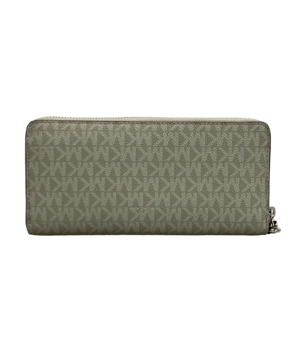 美品 MICHAEL KORS ラウンドファスナー長財布 MKシグネチャー レディース マイケルコース