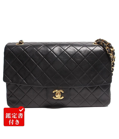 シャネル ダブルチェーンレザーショルダーバッグ ココマーク ゴールド金具 マトラッセ レディース CHANEL