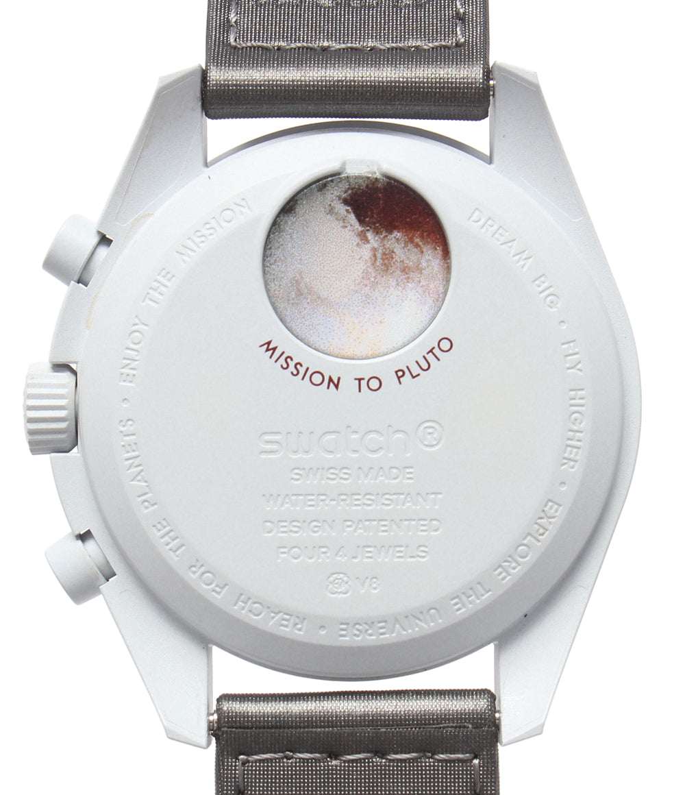 美品 OMEGA Swatch 腕時計 Mission to Pluto バイオセラミック ムーンスウォッチ クオーツ ホワイト SO33M101 メンズ オメガ スウォッチ