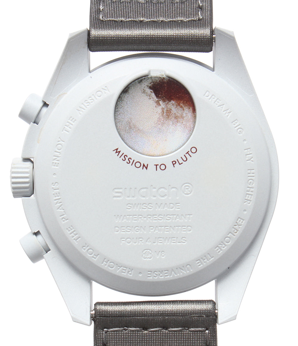 美品 OMEGA Swatch 腕時計 Mission to Pluto バイオセラミック ムーンスウォッチ クオーツ ホワイト SO33M101 メンズ オメガ スウォッチ