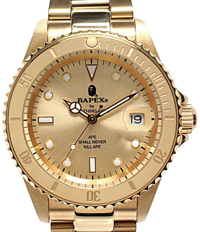 A BATHING APE 腕時計 BAPEX 自動巻き ゴールド メンズ アベイシングエイプ
