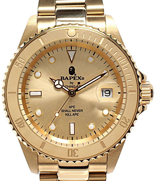 BAPEX 腕時計 ゴールド 自動巻き 難あり A BATHING APE 腕時計 BAPEX 自動巻き ゴールド メンズ アベイシング