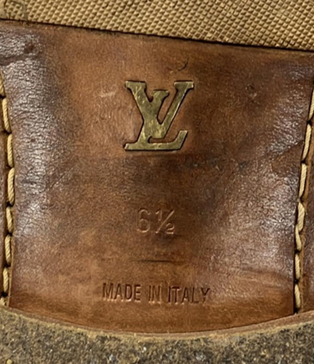 ルイ・ヴィトン スリッポン ローファー スクエアトゥ ダミエ ハラコ BA0052 メンズ SIZE 6 1/2 (S) LOUIS VUITTON