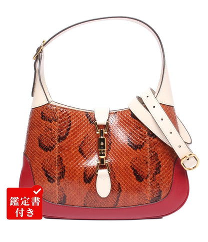 美品 GUCCI 2WAY ハンドバッグ ショルダーバッグ 肩掛け ワンショルダー パイソン ジャッキー1961 636706 486628 レディース グッチ