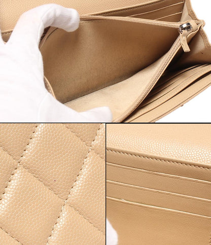 CHANEL 長財布 シルバー金具 キャビアスキン レディース シャネル