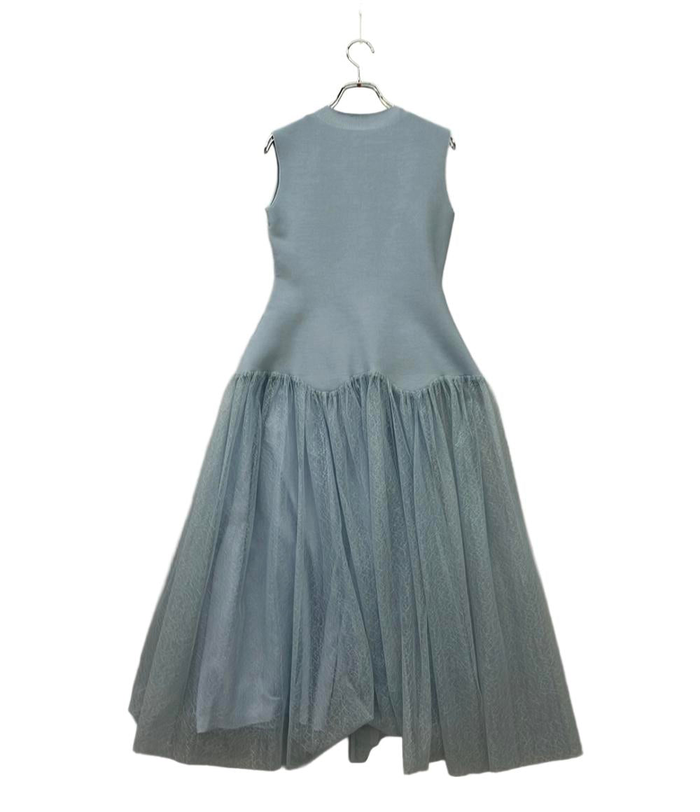 美品 CELFORD ノースリーブワンピース スカラップ切替 ドッキング ニット インナー タグ付き ミセス エレガンス レディース SIZE 36 (M) セルフォード