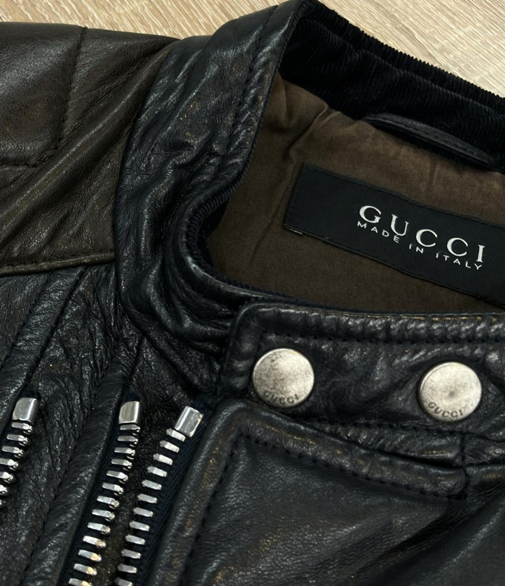 GUCCI ライダースジャケット レザー 羊革 ダブルジップ 269274 XN377