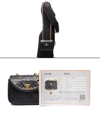 CHANEL チェーンショルダーバッグ ミニマトラッセ ゴールド金具 ラムスキン 2番台 レディース シャネル