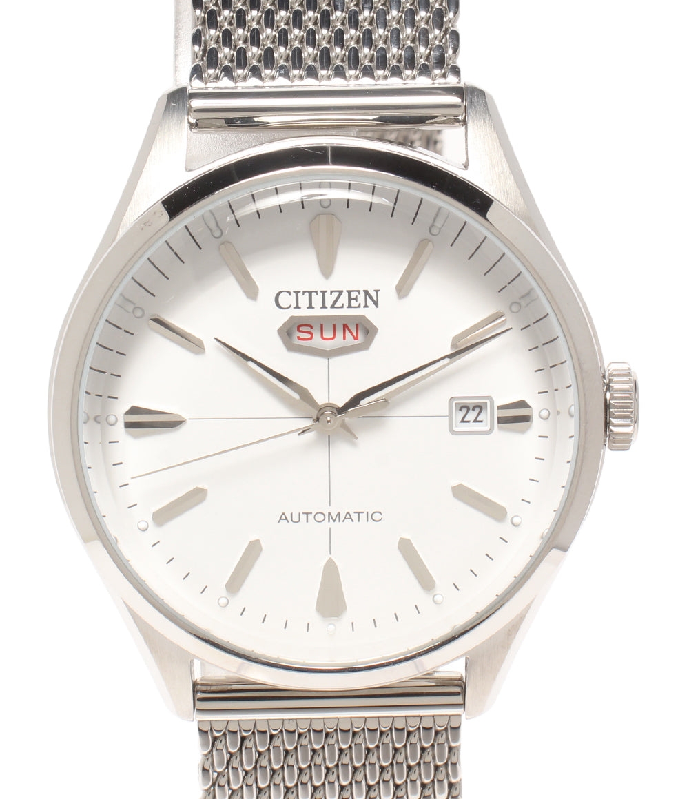 美品 CITIZEN 腕時計 自動巻き ホワイト 8200-S124573 メンズ シチズン