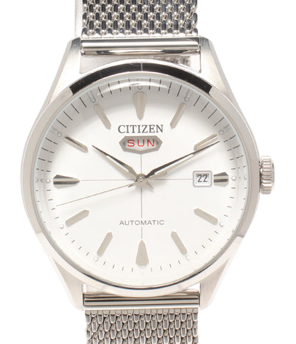 美品 CITIZEN 腕時計 自動巻き ホワイト 8200-S124573 メンズ シチズン