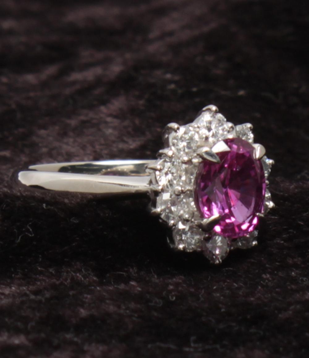美品 リング 指輪 Pt900 ピンクサファイヤ 1.53ct ダイヤ 0.57ct レディース SIZE 11号