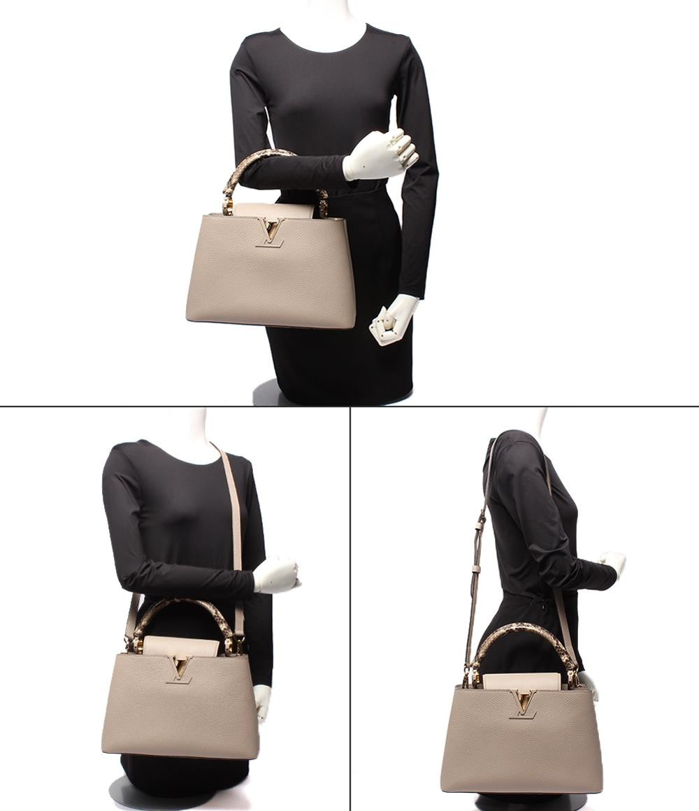 美品 LOUIS VUITTON 2wayハンドバッグ ショルダーバッグ 肩掛け 斜め掛け トリヨンレザー パイソン カプシーヌ MM N92802 レディース ルイ・ヴィトン