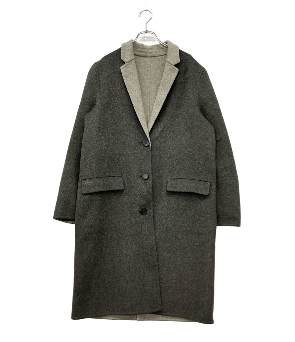 LACOSTE ロングコート ダブルニット ウール チャコールグレー レディース SIZE 40 (XL) ラコステ