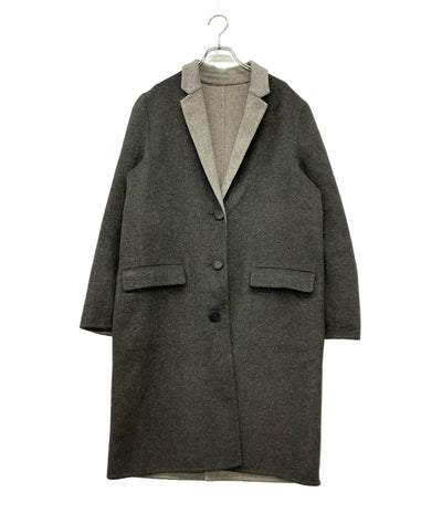 LACOSTE ロングコート ダブルニット ウール チャコールグレー レディース SIZE 40 (XL) ラコステ