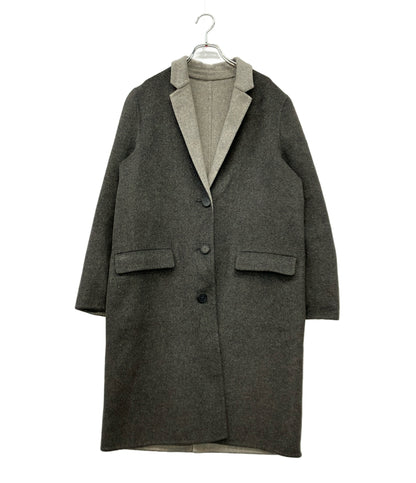 LACOSTE ロングコート ダブルニット ウール チャコールグレー レディース SIZE 40 (XL) ラコステ