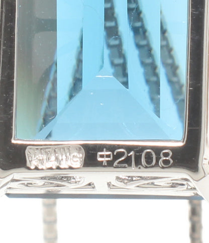 美品 ネックレス K14WG ロンドンブルートパーズ21.08ct レディース