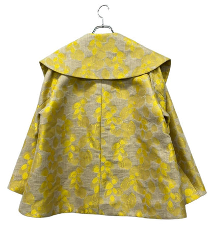 Drawer コート ビッグカラー 総柄ジャカード スナップボタン 6525-299-0855 レディース SIZE 38 (M) ドゥロワー