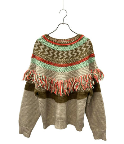 BEARDSLEY 長袖 ニット ジャガードフリンジニット BEZ1032505A0004 レディース SIZE F (M) ビアズリー