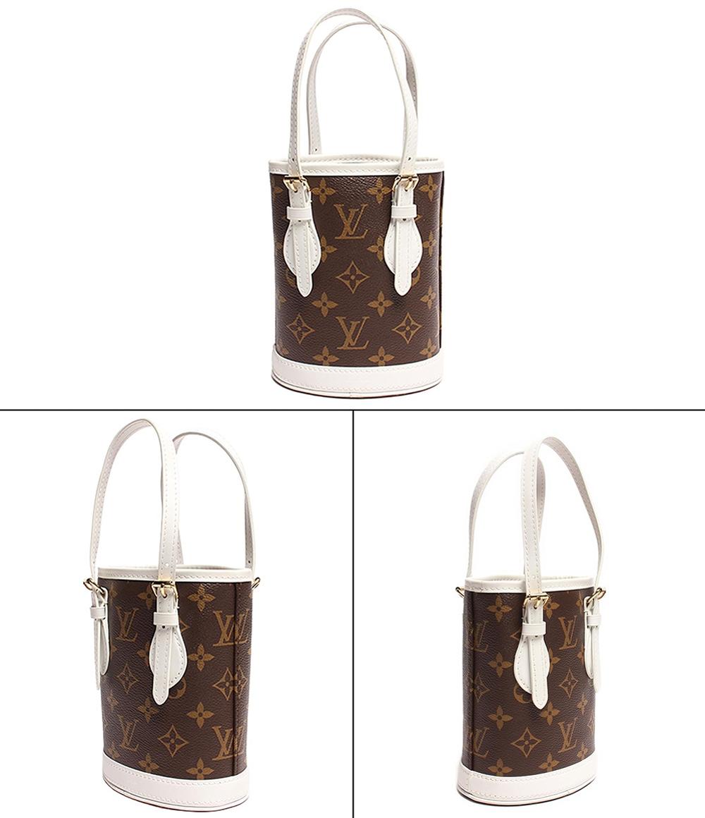 美品 ルイ・ヴィトン ショルダーバッグ ハンドバッグ ゴールド金具 ナノ バケット LV マッチ モノグラム キャンバス M81489 レディース LOUIS VUITTON