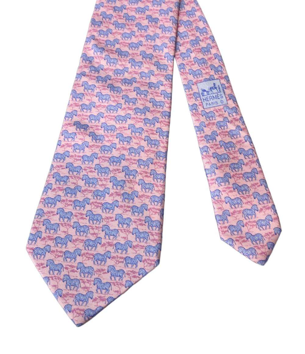 美品 エルメス ネクタイ シルク100% しまうま柄 メンズ HERMES