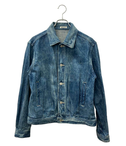 AURALEE デニムジャケット 23SS ソーピング シワ ブリーチ 雷柄 色落ち加工 Lightning Effect Indigo SELVEDGE FADED LIGHT DENIM BLOUSON A23SB01DE