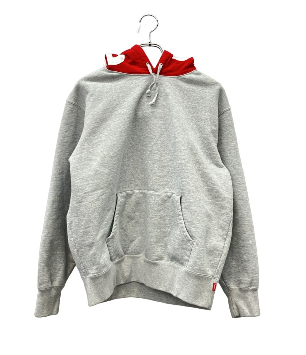Supreme パーカー スウェット フードロゴ グレー×レッド 21AW  ストリート Contrast Hooded Sweatshirt 2021FW0902008 メンズ SIZE S シュプリーム