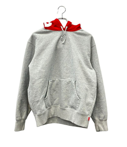 Supreme パーカー スウェット フードロゴ グレー×レッド 21AW  ストリート Contrast Hooded Sweatshirt 2021FW0902008 メンズ SIZE S シュプリーム