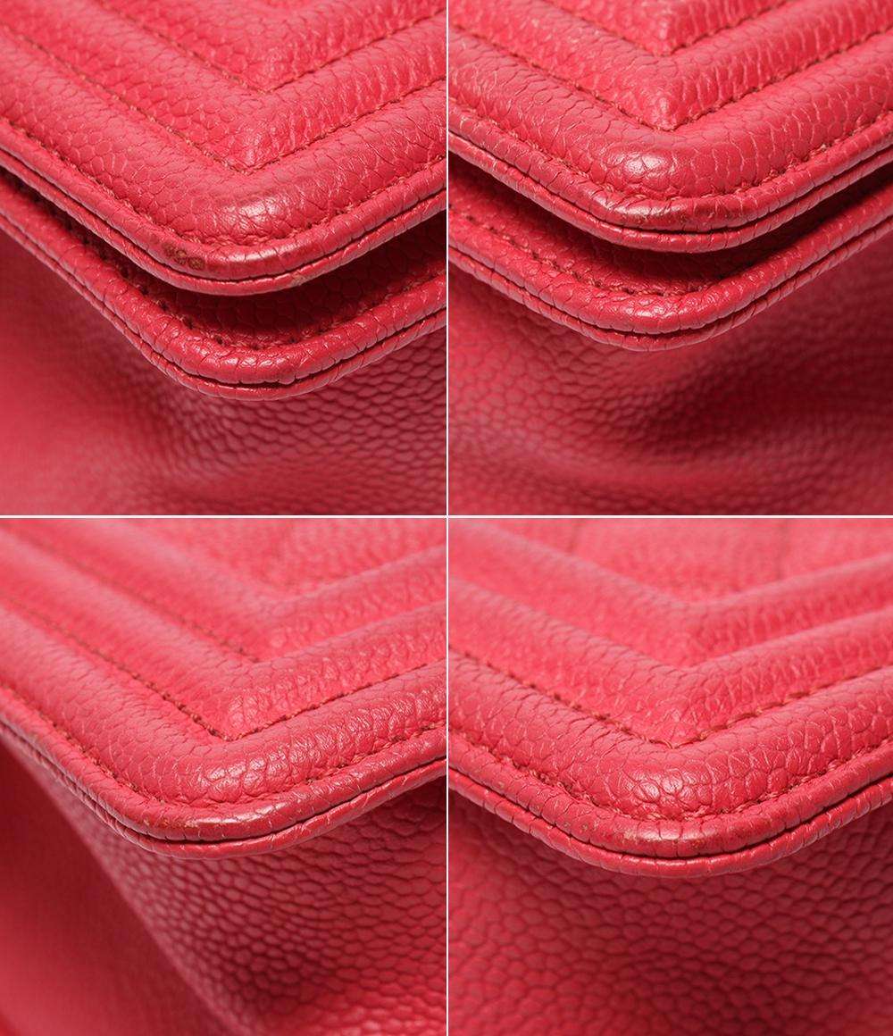 美品 CHANEL チェーンショルダーバッグ シルバー金具 キャビアスキン ボーイシャネル25 レディース シャネル