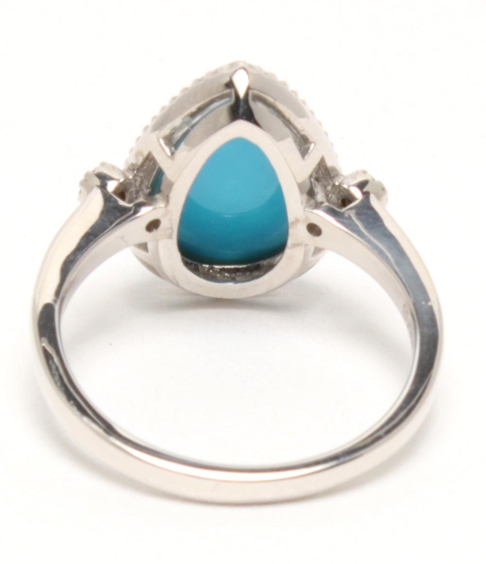 美品 リング 指輪 SV925 ターコイズ ダイヤ 0.03ct レディース SIZE 15号