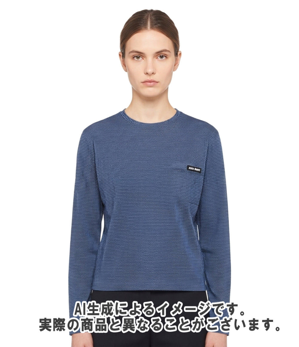 美品 Miu Miu ジャガードジャージ長袖Tシャツ MJLA47 レディース SIZE XS ミュウ ミュウ