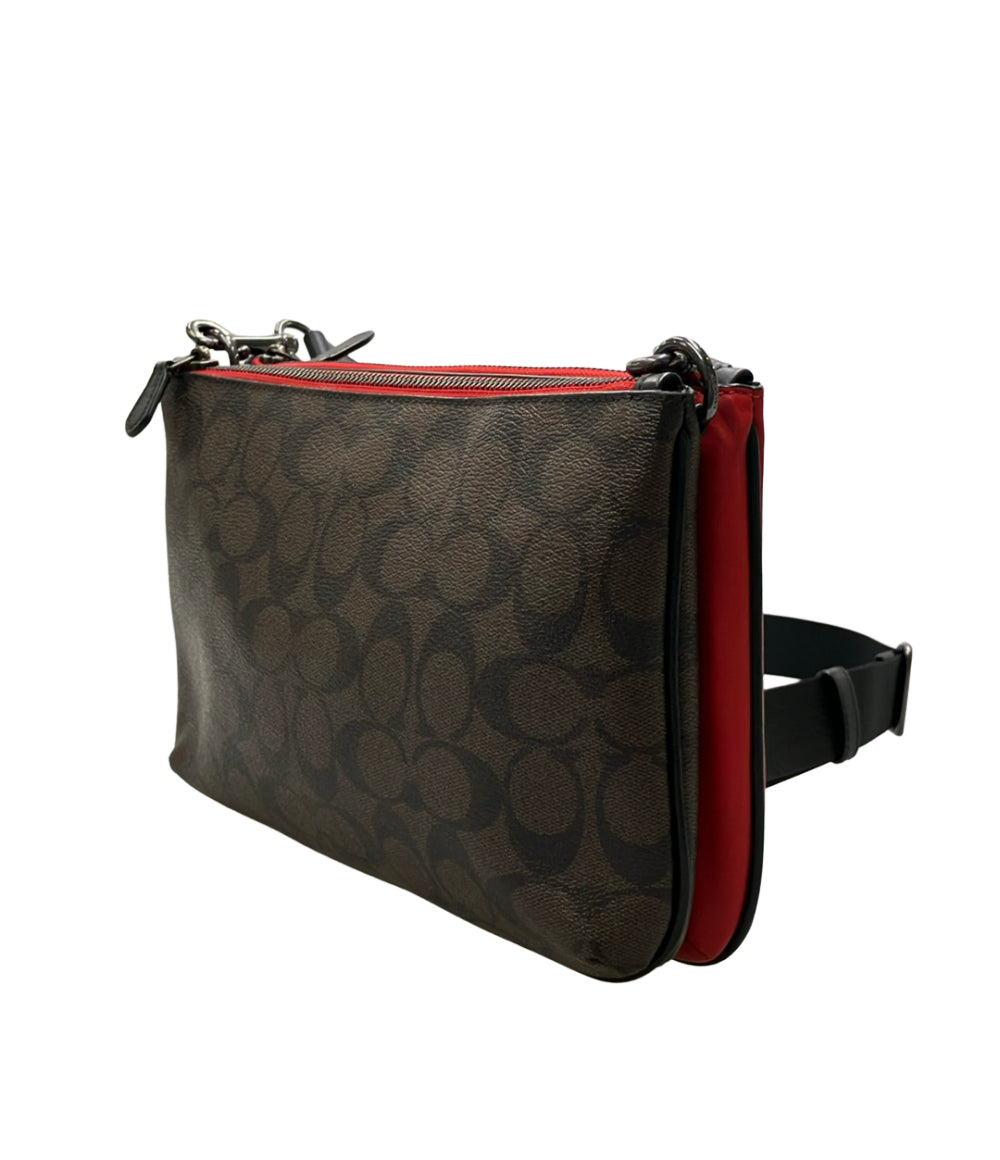 美品 COACH ショルダーバッグ 斜め掛け PVC シグネチャー C6957 レディース コーチ
