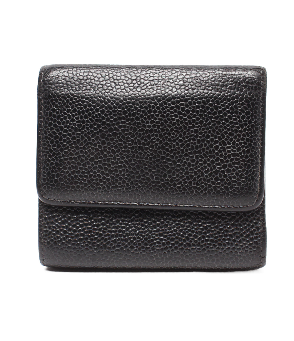 CHANEL Wホック三つ折り財布 キャビアスキン ココマーク レディース シャネル