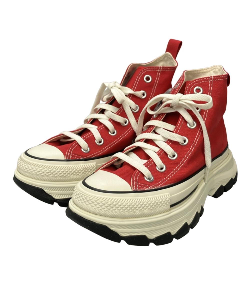 CONVERSE赤ハイカット厚底24cm 美品 CONVERSE ハイカット厚底スニーカー オールスター トレック
