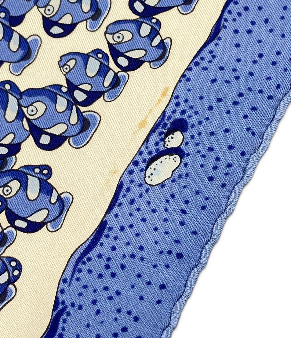 HERMES スカーフ シルク100% カレ45 プチカレ 魚柄 レディース エルメス