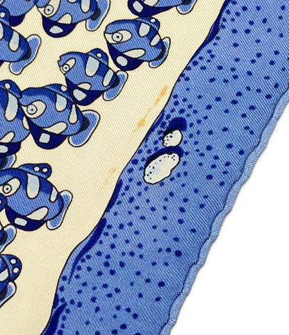 HERMES スカーフ シルク100% カレ45 プチカレ 魚柄 レディース エルメス