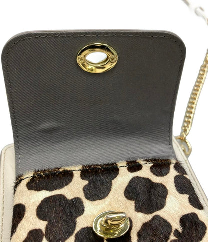 DIANA ショルダーバッグ 斜めがけ レオパード柄 ハラコ レディース ダイアナ