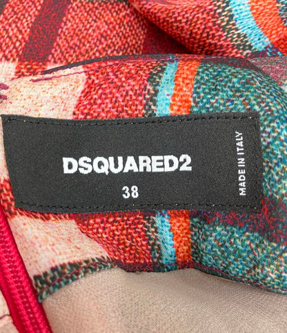 美品 ディースクエアード チェック柄ノースリーブフレアロングワンピース レディース SIZE 38 (S) DSQUARED2